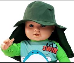 Chapéu Pescador Australiano de Sol Infantil Com Protetor de Pescoço Cor Lisa - On.Shop