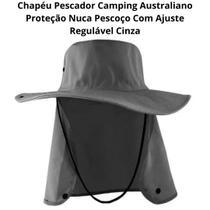 Chapéu Pescador Camping Australiano Proteção Nuca Pescoço Com Ajuste Regulável Cinza - Palha Nativa