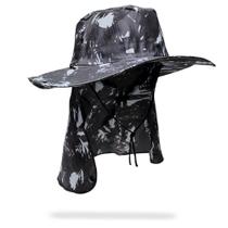 Chapéu Pescador Camuflado C/ Capuz Proteção Solar De Nuca