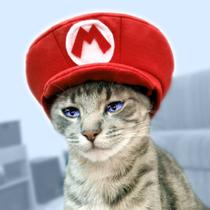 Chapéu Pet - boina - boné Mario Bros, Luigi, Peach, Wario ou Waluigi em feltro para gato adulto ou cão pequeno porte