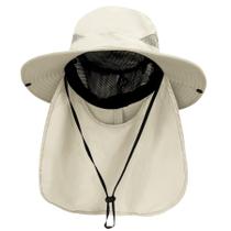 Chapéu PFFY Sun Bucket 3" de aba larga UPF 50+ aba de pescoço bege