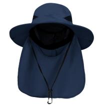 Chapéu PFFY Wide Brim UPF 50+ Fishing Beach Blue com aba de pescoço Chapéu PFFY Wide Brim UPF 50+ Fishing Beach Blue com aba de pescoço