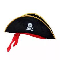 Chapéu Pirata Aveludado Fita Vermelha