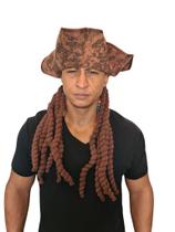 Chapéu Pirata com cabelo de lã Marrom Festa Fantasia Cosplay Chapéu Pirata com cabelo de lã Marrom Festa Fantasia Cosplay