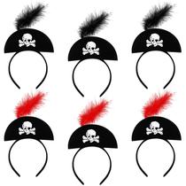 Chapéu pirata Hanaive Skull Feather Mini Top Hat x6
