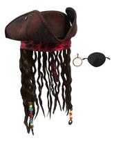 Chapéu pirata Nicky Bigs Novelties Deluxe com dreadlocks para adultos Chapéu pirata Nicky Bigs Novelties Deluxe com dreadlocks para adultos