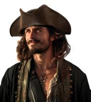 Chapéu pirata UQJE Authentic Brown Leather Tricorn para adulto Chapéu pirata UQJE Authentic Brown Leather Tricorn para adulto
