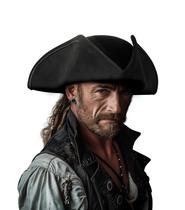 Chapéu pirata VZQI Distressed Colonial Style Tricorn adulto preto Chapéu pirata VZQI Distressed Colonial Style Tricorn adulto preto