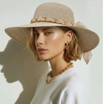 Chapéu Praia Feminino Palha Aba Redonda Com Laço Verão Cor:BegeTamanho:Único Chapéu Praia Feminino Palha Aba Redonda Com Laço Verão Cor:BegeTamanho:Único