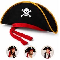 Chapéu Preto Fantasia Pirata Luxo Carnaval Halloween Festa Chapéu Preto Fantasia Pirata Luxo Carnaval Halloween Festa