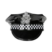 Chapéu preto lantejoulas halloween cos policial prop chapéu palco irmão chapéu