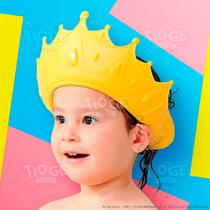 Chapéu Protetor (Viseira) Ajustável de Banho Lava Cabeça Infantil (Bebês e Crianças) Unissex Resistente Coroa Amarela