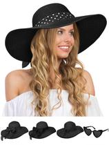 Chapéu Senker Fashion de aba larga dobrável de verão preto