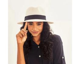 Chapéu Shanghai Branco/Preto Unissex com proteção Solar Uv.Line