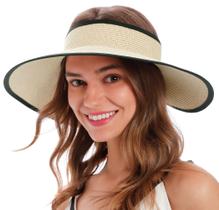 Chapéu Simplicity, embalável, aba larga, palha, viseira de sol, bege Chapéu Simplicity, embalável, aba larga, palha, viseira de sol, bege