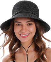 Chapéu Simplicity Straw Black Wide Brim Protection