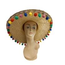 Chapéu Sombreiro Mexicano De Palha C Bolinhas