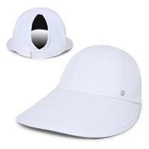 Chapéu Sunblocker de aba larga Ponyflo branco de poliéster Chapéu Sunblocker de aba larga Ponyflo branco de poliéster