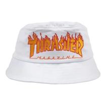 Chapéu Thrasher Bucket - Flame Logo Branco