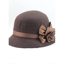 Chapeu Tipo Cloche Detalhe Em Flores Lã estilo madame
