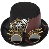 Chapéu Top Hat Steampunk Gothic Anime Leather 56-60 cm unissex