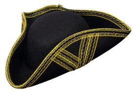 Chapéu Tricorn Preto - Fantasia Histórica Colonial