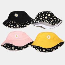 chapéu unisex balde bordado pequenas margaridas dupla face bucket hat