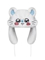 Chapéu Ushanka de Pelúcia Quente para Inverno - Design de Gato Branco com Proteção para Orelhas