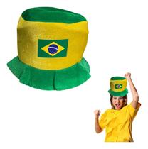 Chapéu Verde E Amarelo Com Bandeira Copa Festa