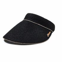 Chapéu Viseira Feminina de Palha com Strass