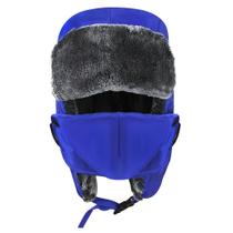 Chapéu Winter Trapper FakeFace unissex para crianças e adolescentes, pele sintética, azul Chapéu Winter Trapper FakeFace unissex para crianças e adolescentes, pele sintética, azul