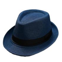 Chapéu xadrez Fedoras Jazz Wokex de verão e outono para homens azul