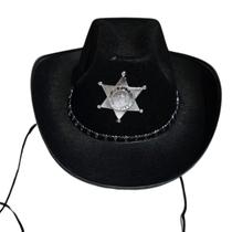 Chapéu Xerife Preto Com Estrela Cowboy junino adulto - xiao