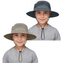 Chapéu Zando Kids Bucket cinza cáqui escuro UPF 50+ 5-13 Y