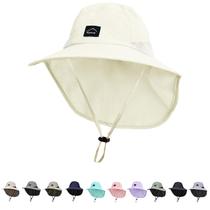Chapéu ZOORON Kids Sun Hap UPF 50+ com aba de pescoço bege 52-56cm