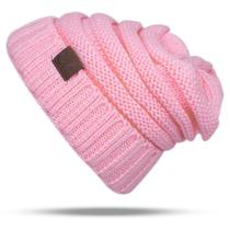 Chapéus cc carta chapéus de lã de cor sólida chapéu de tricô conciso rosa