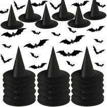 Chapéus de bruxa de Halloween JMUQ pendurados com adesivos de morcegos 3D x24 Chapéus de bruxa de Halloween JMUQ pendurados com adesivos de morcegos 3D x24