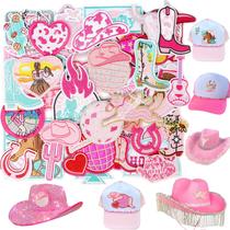 Chapéus de cowgirl Iron On Patches Meneng Western, 45 unidades, rosa