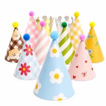 Chapéus de festa Olen 11 unidades para aniversário infantil com pompom em cone Chapéus de festa Olen 11 unidades para aniversário infantil com pompom em cone