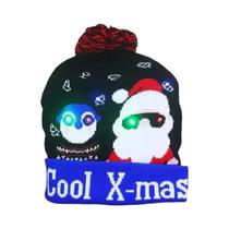Chapéus De Natal Com Luzes LED, Desenhos Animados De Papai Noel, Boneco De Neve E Alce, Chapéu De