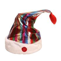 Chapéus de Natal Santa Xmas Hat Plushible Dancing Decor Adults Merry Xmas Carnival - Coágulo colorido brilhante