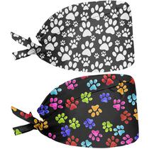 Chapéus de turbante Babrukda com estampa de pata colorida para mulheres e homens, 2 peças