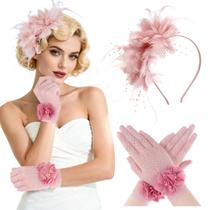 Chapéus Fascinators para Chá de Mulheres Pistha - Tiara e Luvas Chapéus Fascinators para Chá de Mulheres Pistha - Tiara e Luvas