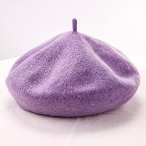 Chapéus femininos de lã vintage boinas de cor sólida boné roxo Chapéus femininos de lã vintage boinas de cor sólida boné roxo