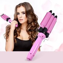 Chapinha Modelador Cabelo Cerâmica Tri-onda Ondulador Bivolt Cor Rosa Voltagem Bivolt