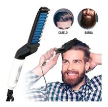 Chapinha Modeladora Masculina 2 em 1 Pente Alisador para Barba e Cabelo Bivolt Portátil com Aquecimento Rápido
