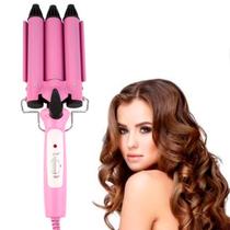 Chapinha Modeladora Tri-onda Rosa Bivolt 25mm Ondas Perfeitas