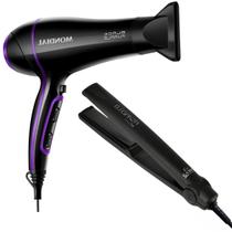 Chapinha prancha alisadora gama infinity one + secador de cabelo mondial black purple 2000w Chapinha prancha alisadora gama infinity one + secador de cabelo mondial black purple 2000w
