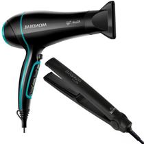 Chapinha prancha de cabelos gama infinity one + secador de cabelo mondial black tiff 2000w