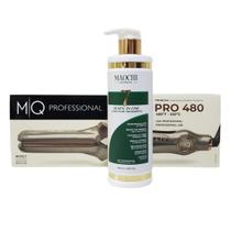 Chapinha Profissional Mq Pro480 Alisa Todos os Tipos de Cabelo 480F Titanium e Leave in Tratamento Rápido Protetor Térmico 7in1 Brilho Capilar Maochi